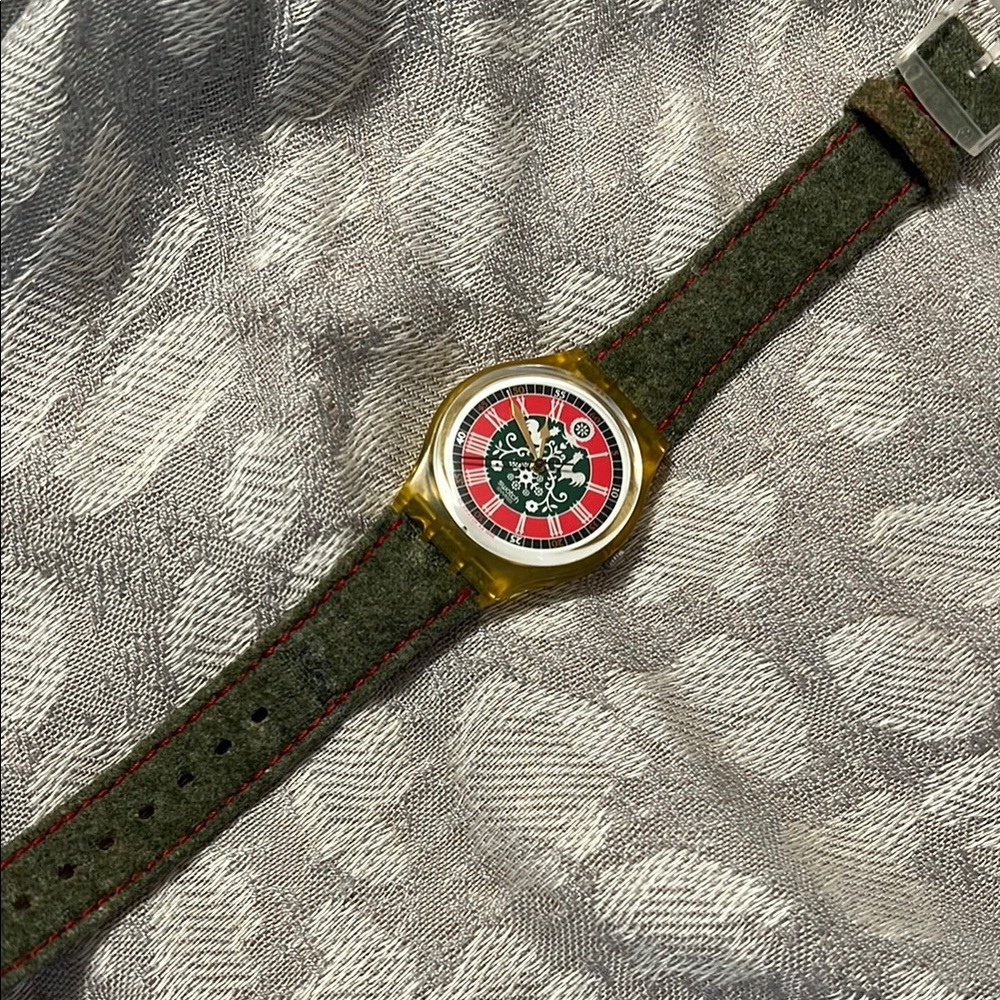 Swatch Green and Red Watch